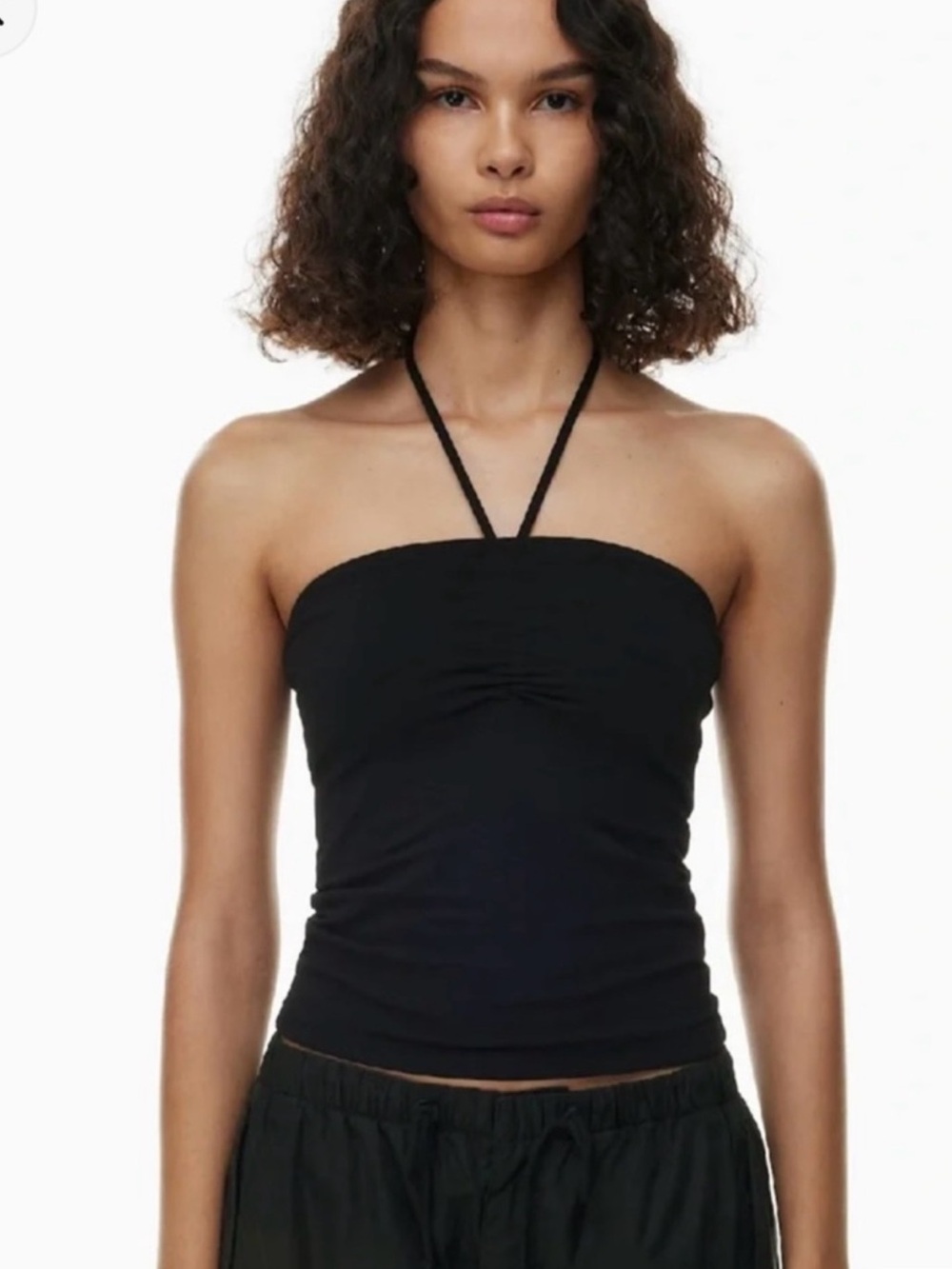 Aritizia TNA Black Halter Ruched Top. Size: XS
